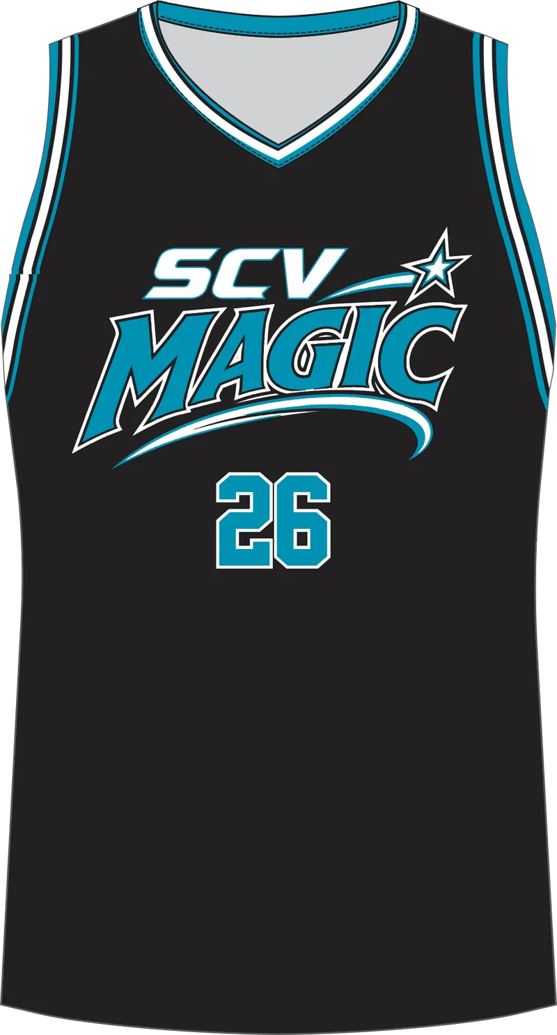 Black SCV Magic jersey with teal and white trim
