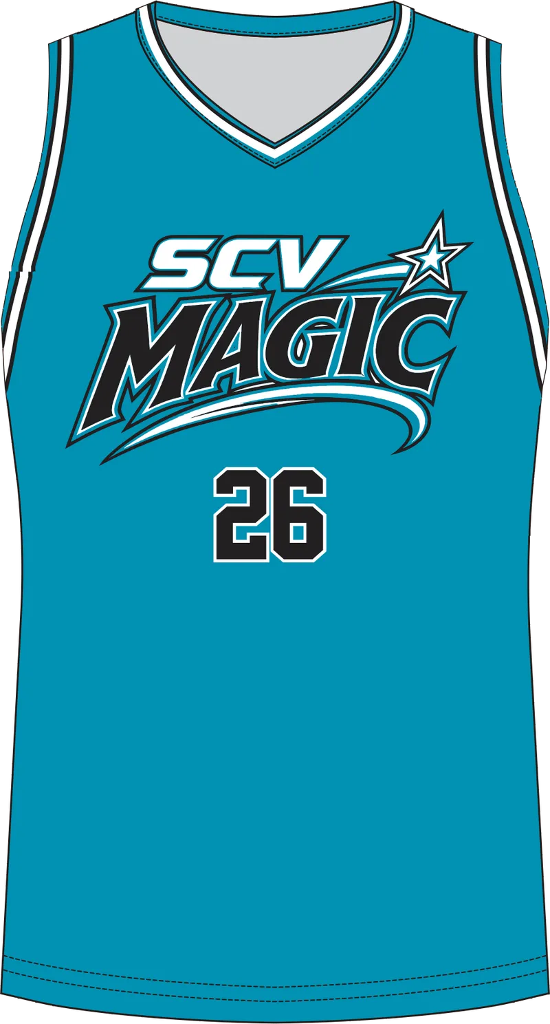 Teal SCV Magic jersey with black and white trim